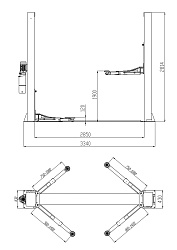 TS-4R Подъемник 2-хст. г/п 4т съем-ручка